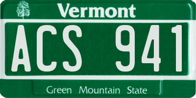 VT license plate ACS941
