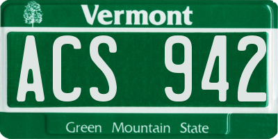 VT license plate ACS942