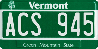 VT license plate ACS945