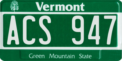 VT license plate ACS947