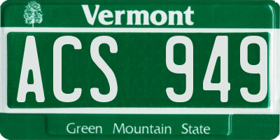 VT license plate ACS949