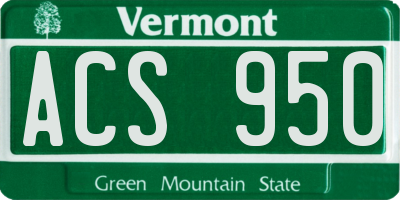VT license plate ACS950