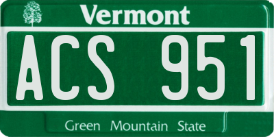 VT license plate ACS951
