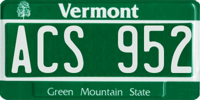 VT license plate ACS952