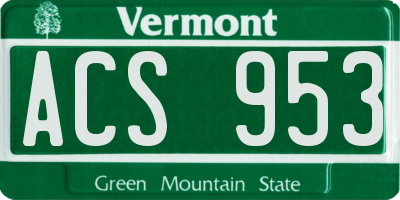 VT license plate ACS953