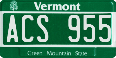 VT license plate ACS955