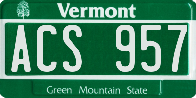 VT license plate ACS957