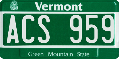 VT license plate ACS959