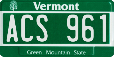 VT license plate ACS961