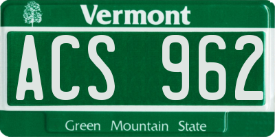 VT license plate ACS962