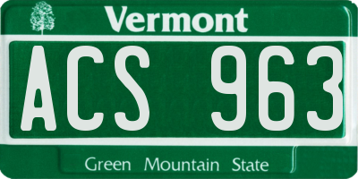 VT license plate ACS963