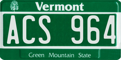 VT license plate ACS964