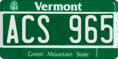 VT license plate ACS965