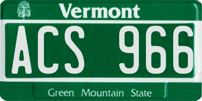 VT license plate ACS966