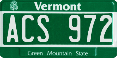VT license plate ACS972