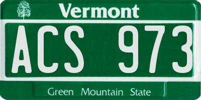 VT license plate ACS973