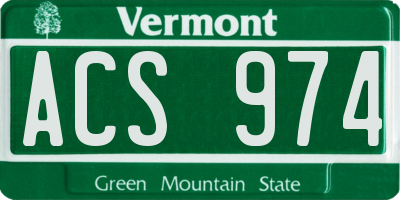 VT license plate ACS974