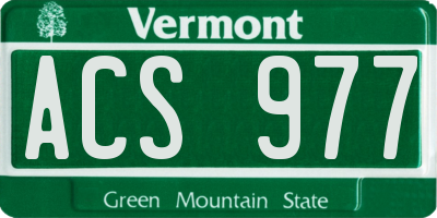 VT license plate ACS977