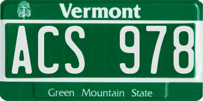 VT license plate ACS978