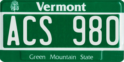 VT license plate ACS980