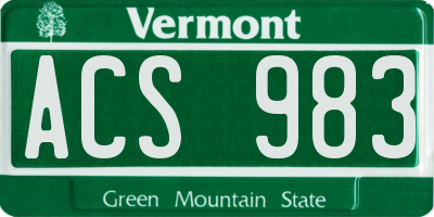 VT license plate ACS983