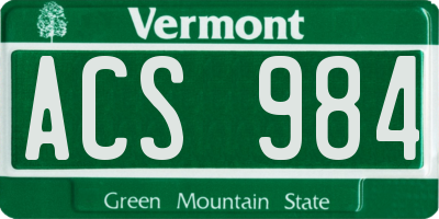 VT license plate ACS984