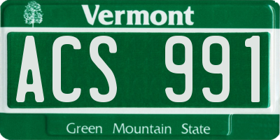 VT license plate ACS991