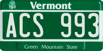 VT license plate ACS993