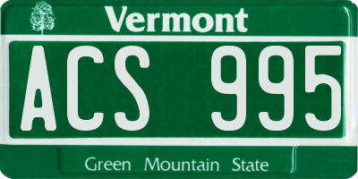 VT license plate ACS995