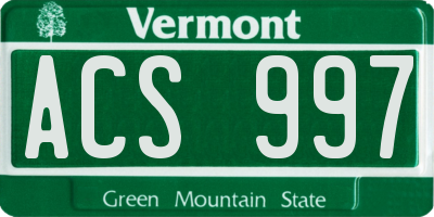 VT license plate ACS997