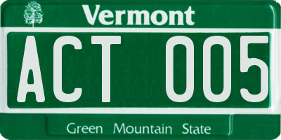 VT license plate ACT005