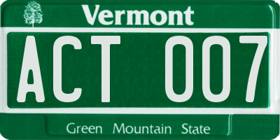 VT license plate ACT007