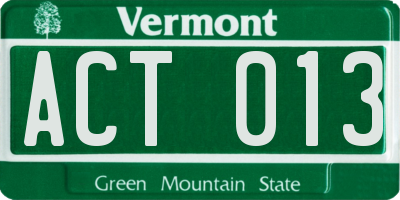 VT license plate ACT013