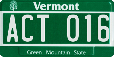 VT license plate ACT016