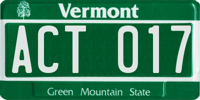 VT license plate ACT017