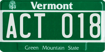VT license plate ACT018