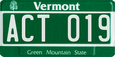 VT license plate ACT019