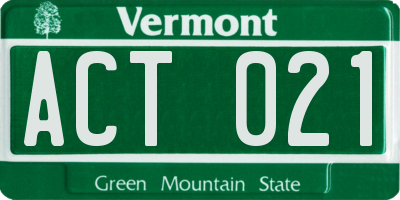 VT license plate ACT021
