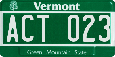 VT license plate ACT023
