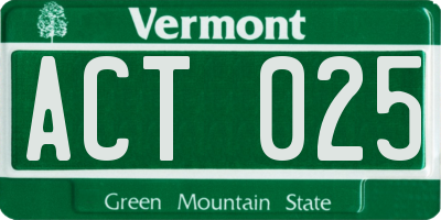 VT license plate ACT025