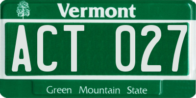 VT license plate ACT027