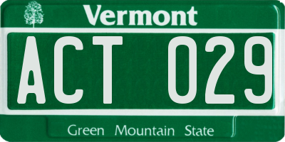 VT license plate ACT029
