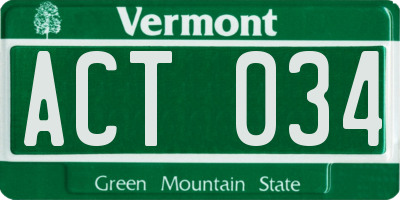VT license plate ACT034