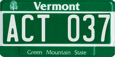 VT license plate ACT037