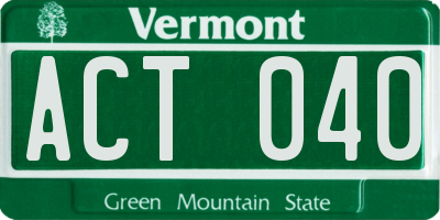 VT license plate ACT040