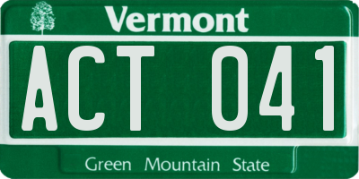 VT license plate ACT041