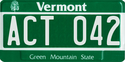 VT license plate ACT042