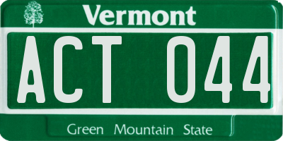 VT license plate ACT044