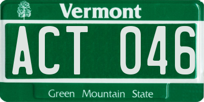 VT license plate ACT046