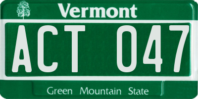 VT license plate ACT047